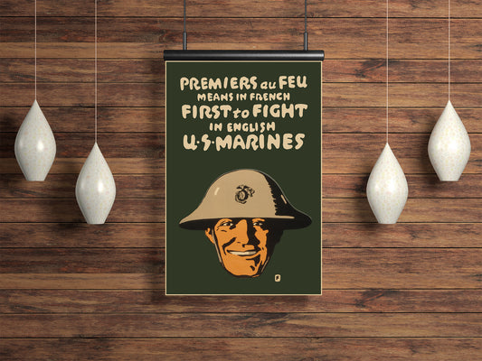 "Premiers au feu means in French first to fight"