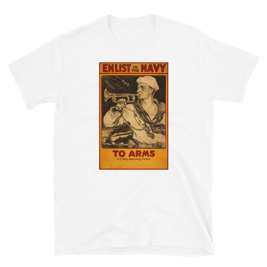 ww1 navy enlist poster on a white t-shirt