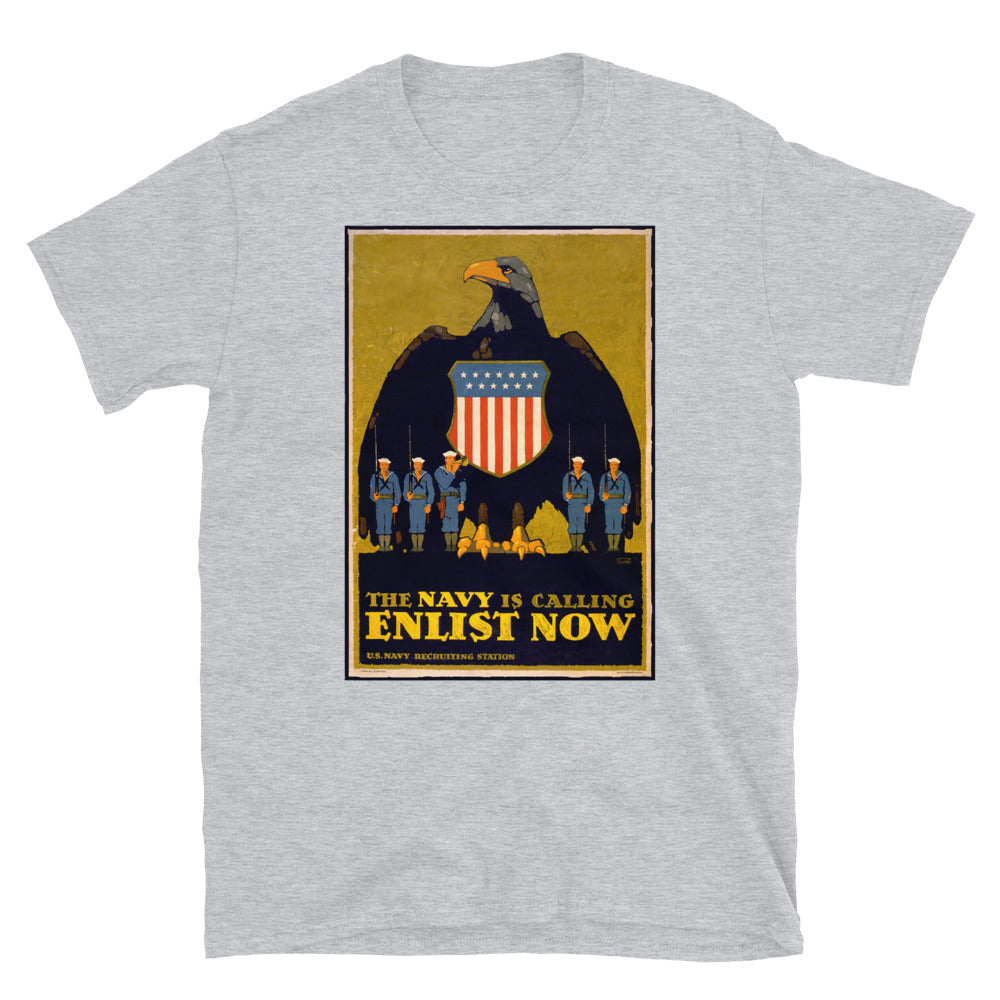 "The Navy is Calling - Enlist Now" WWI Poster T-shirt