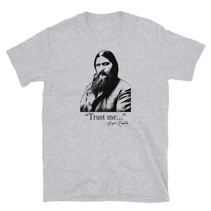 Grigori Rasputin portrait on a gray shirt